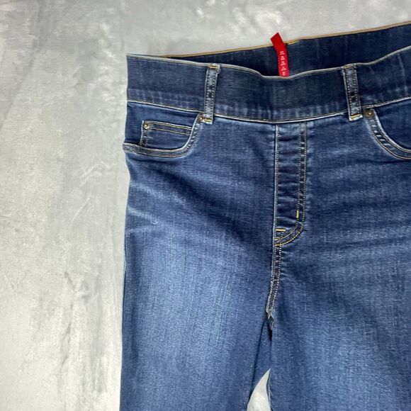 🌼Spanx Jeans Women's Size L Blue Slimming Stretch Dark Wash Denim High Rise🌼🌼 - Picture 5 of 16